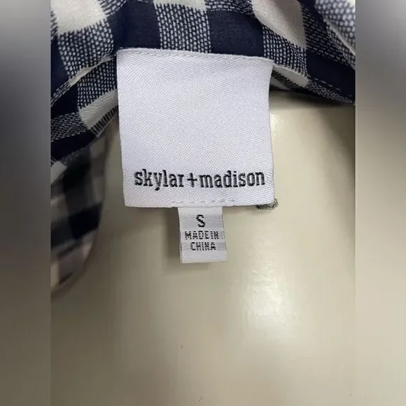 Skylar + Madison blue and white gingham button down blouse size s - Picture 5 of 6